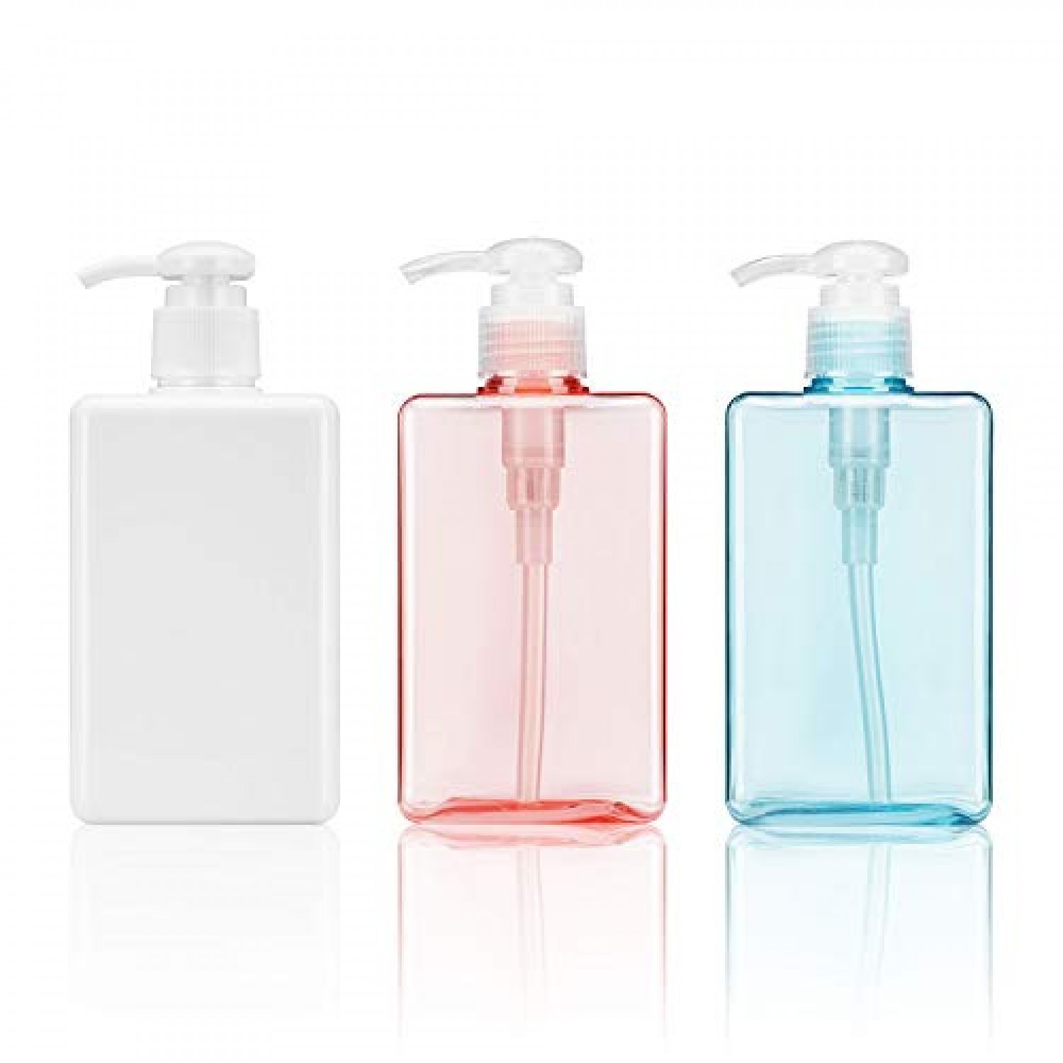 Empty Hand Pump Bottles for Shower, Suream 3 Pack 9.9oz/280ml White Pink  Blue Refillable