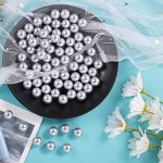 SUREAM 16mm/0.63Inch Decorative Makeup Brush Beads No Hole, 160 Pieces Round Faux Art Vase Filler Pearls, Bulk Plastic Shiny Pearl Beads for Jewelry Crafts Making, Wedding Centerpiece, Party Candles
