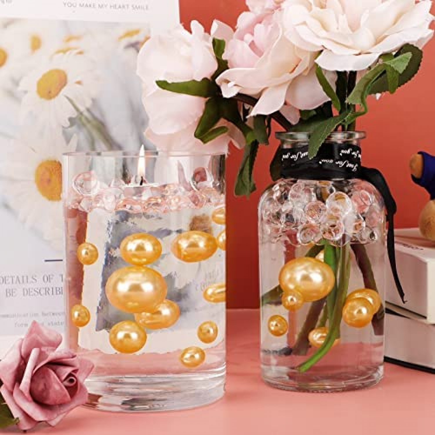 Floating Pearl Vase Filled Shells, Summer Ocean Theme Table Centerpieces  Decoration, Wedding Decor, Filled Water Gel - AliExpress